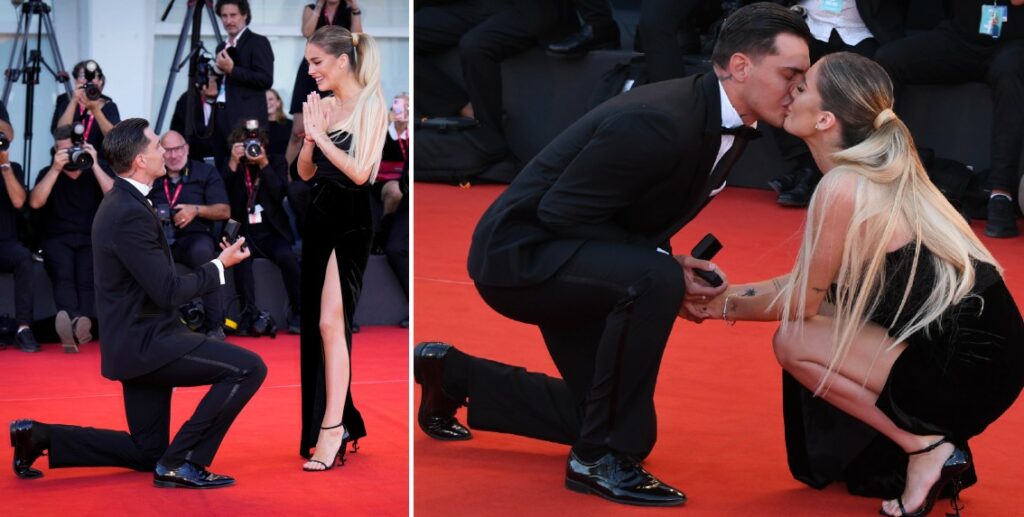 Sophie Codegoni, Alex Basciano le fa la proposta di nozze sul red carpet a Venezia Sophie Codegoni, Alex Basciano le fa la proposta di nozze sul red carpet a Venezia