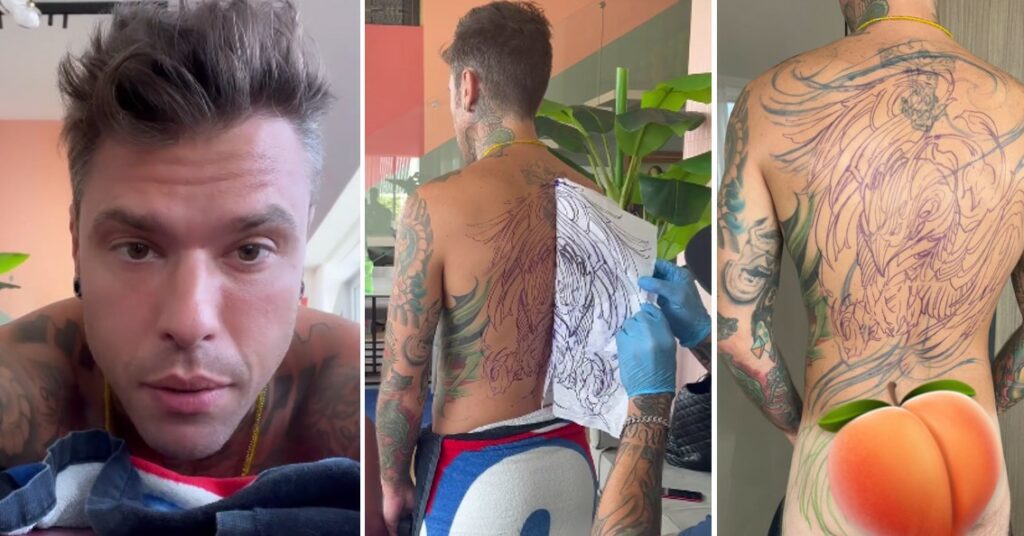 Fedez, nuovo enorme tatuaggio su schiena e lato b: ecco le prime immagini Fedez, nuovo enorme tatuaggio su schiena e lato b: ecco le prime immagini