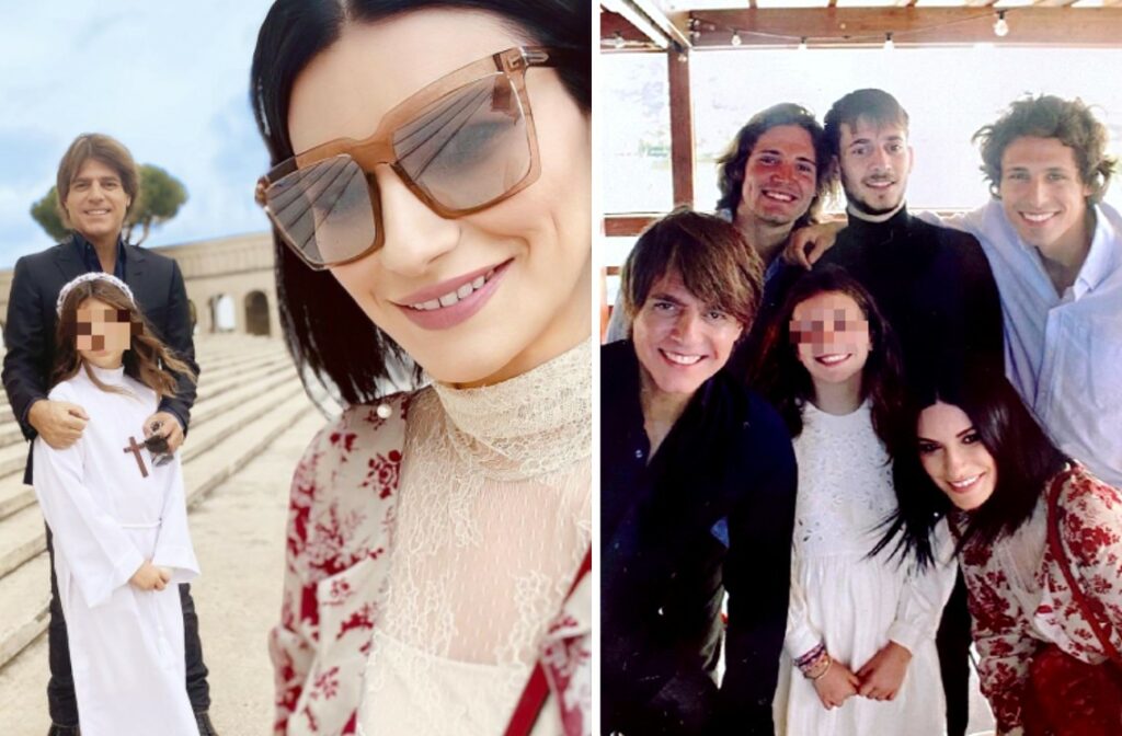 Laura Pausini alla prima comunione della figlia con la sua famiglia allargata: foto