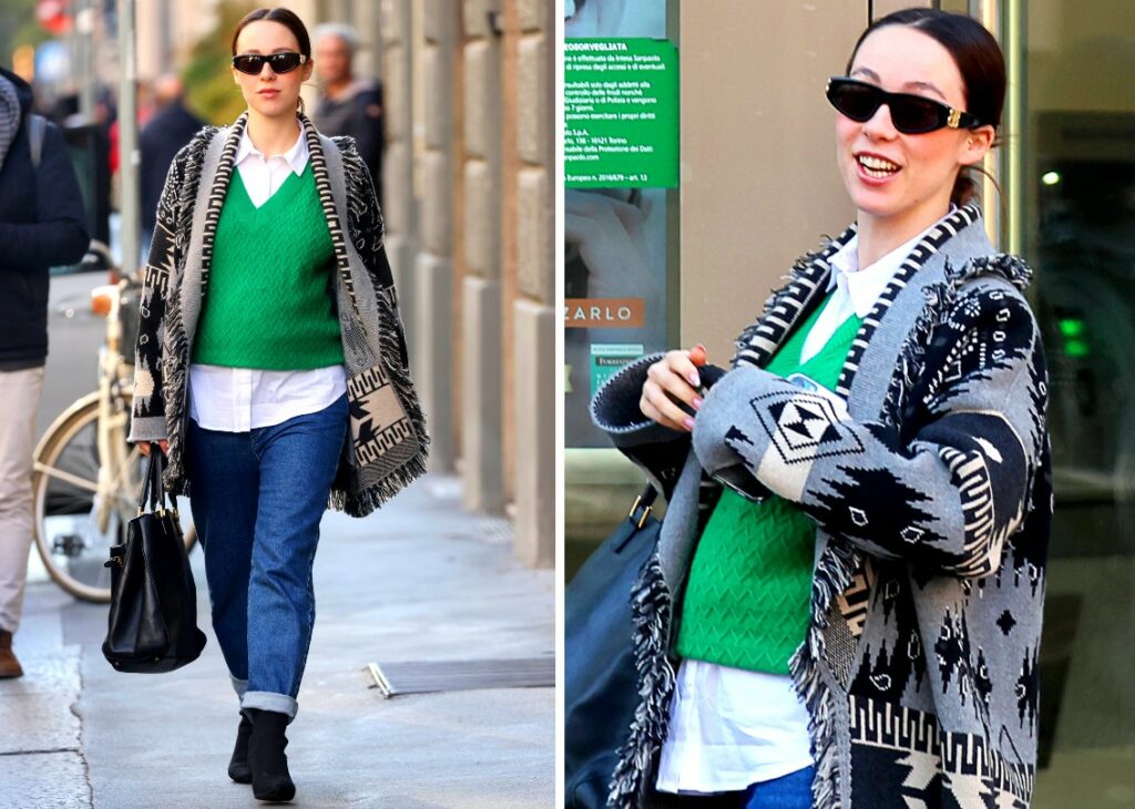 Pancione e allegria, Aurora Ramazzotti al quinto mese di gravidanza è esplosiva in centro a Milano: foto