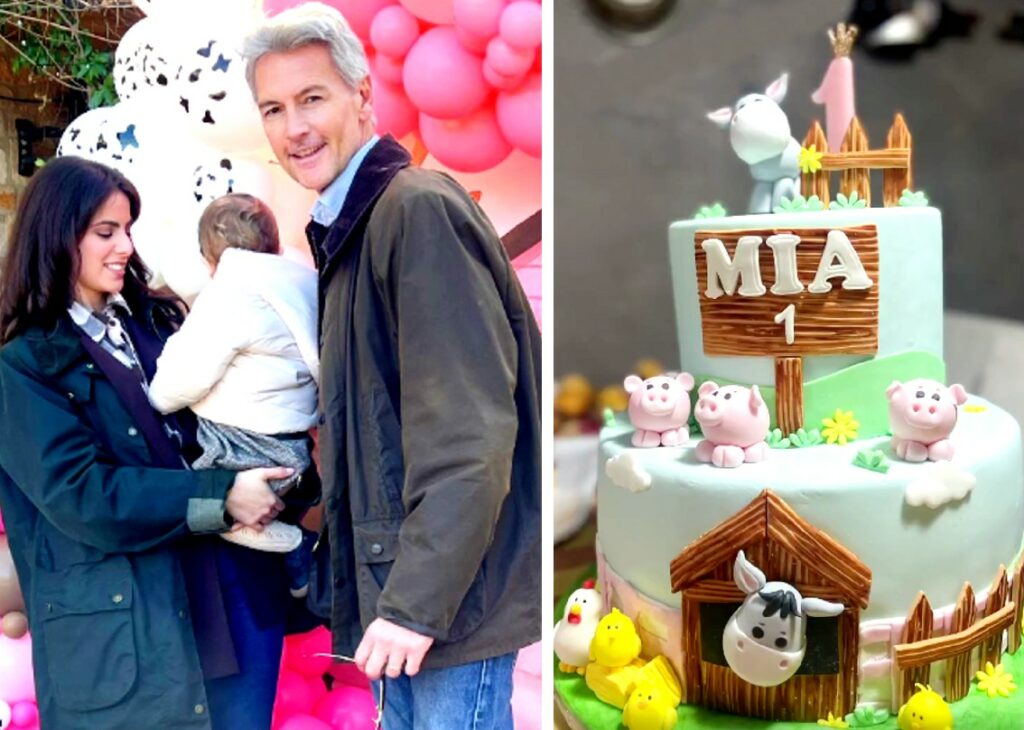 Roberto Farnesi papà al settimo cielo, festeggia il primo compleanno della figlia Mia: foto