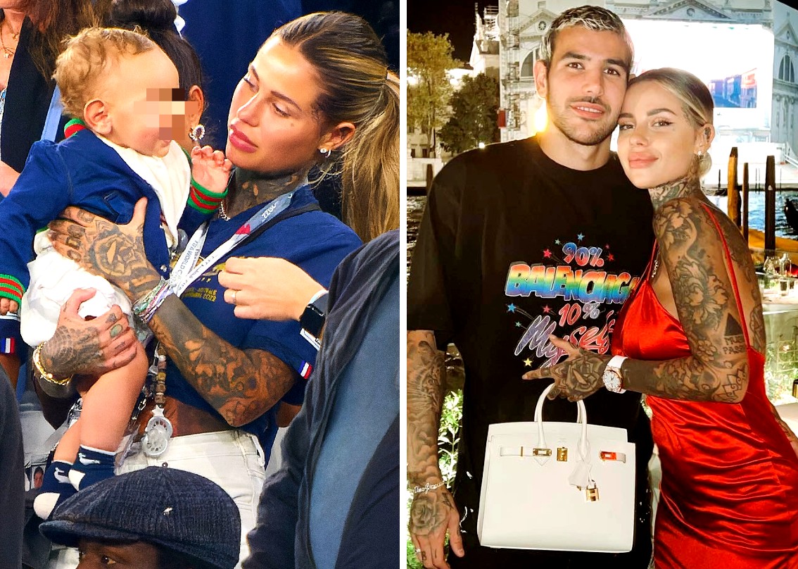 La compagna italiana del calciatore francese Theo Hernandez festeggia la vittoria contro l