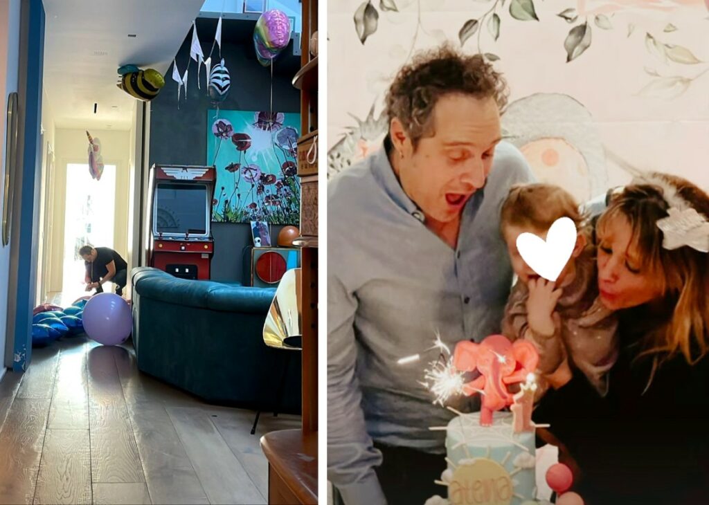 Claudio Santamaria e Francesca Barra festeggiano il primo compleanno della figlia Atena con una mega torta: foto Claudio Santamaria e Francesca Barra festeggiano il primo compleanno della figlia Atena con una mega torta: foto