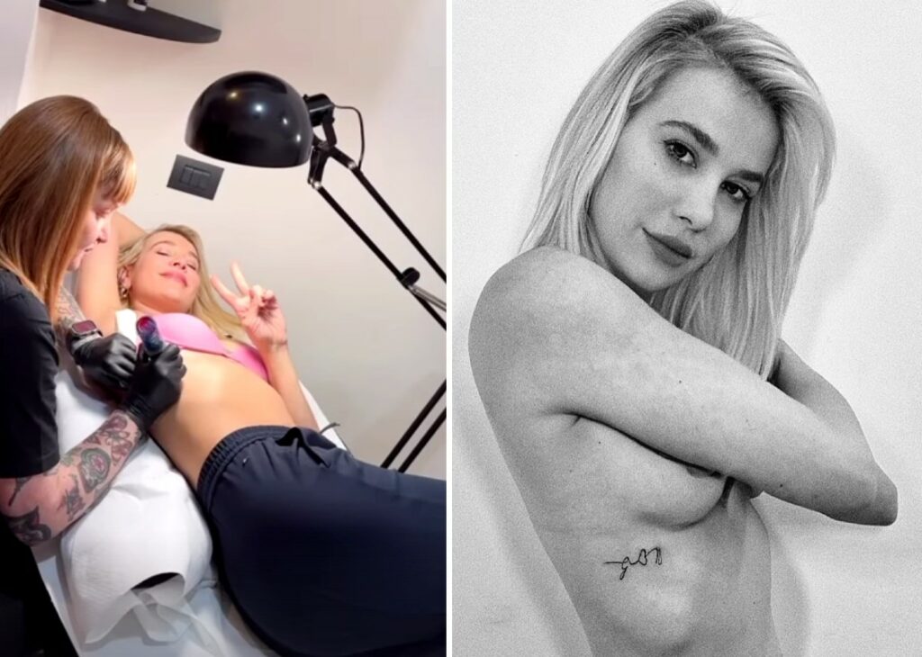 Clizia Incorvaia mostra il nuovo tatuaggio che ha fatto sotto al seno: foto e significato