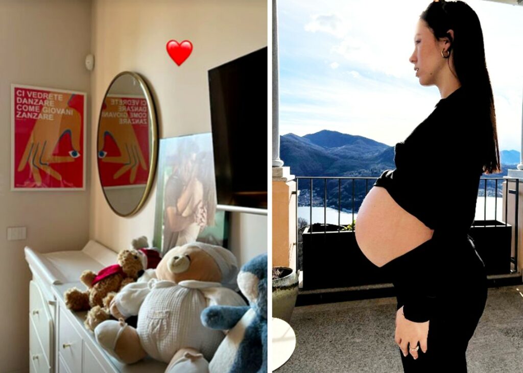 Aurora Ramazzotti vicinissima al parto: pancione ormai enorme e cameretta pronta, le foto
