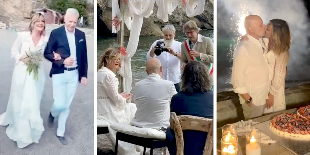 Patrizia Groppelli e Alessandro Sallusti si sono sposati in spiaggia: le immagini