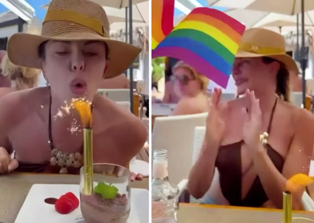 Alba Parietti festeggia il compleanno nella spiaggia gay senza il compagno: ''Compleanno Infeliz''