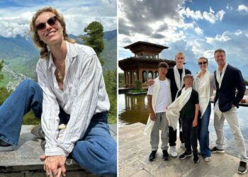 Eva Herzigova in vacanza in Buthan con il marito e i figli