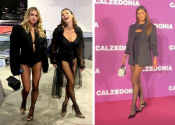 Elisabetta Canalis con Cristina Marino e Melissa Satta infuocano Milano all'evento Calzedonia