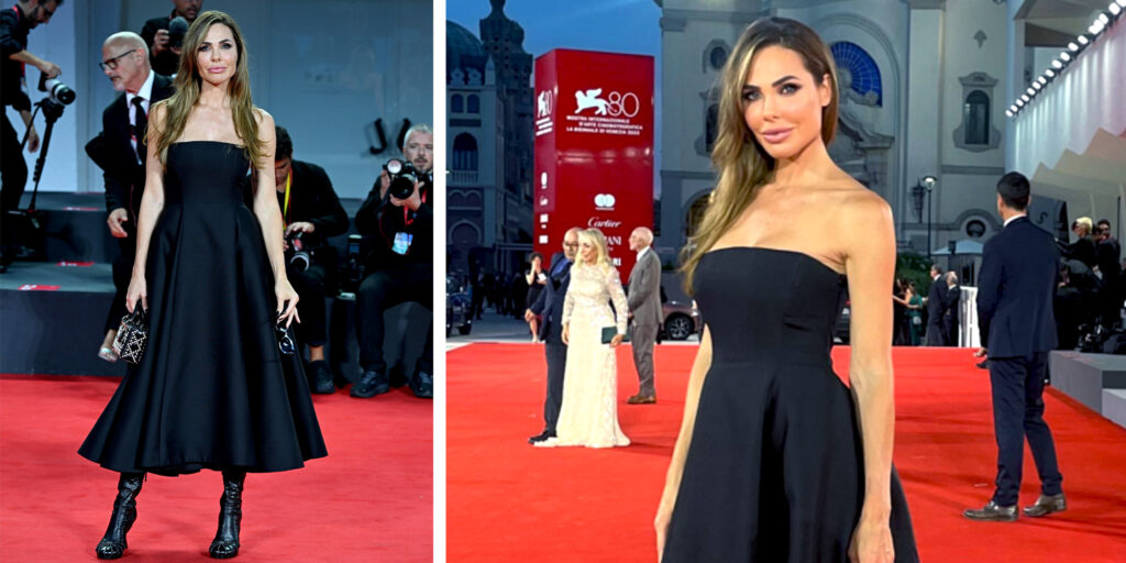 Ilary Blasi cambia look e sfila per la prima volta sul red carpet del Festival di Venezia: foto
