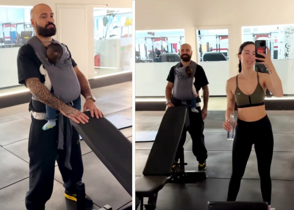 Aurora Ramazzotti senza babysitter non rinuncia alla palestra: mentre si allena del figlio Cesare si occupa il personal trainer, guarda