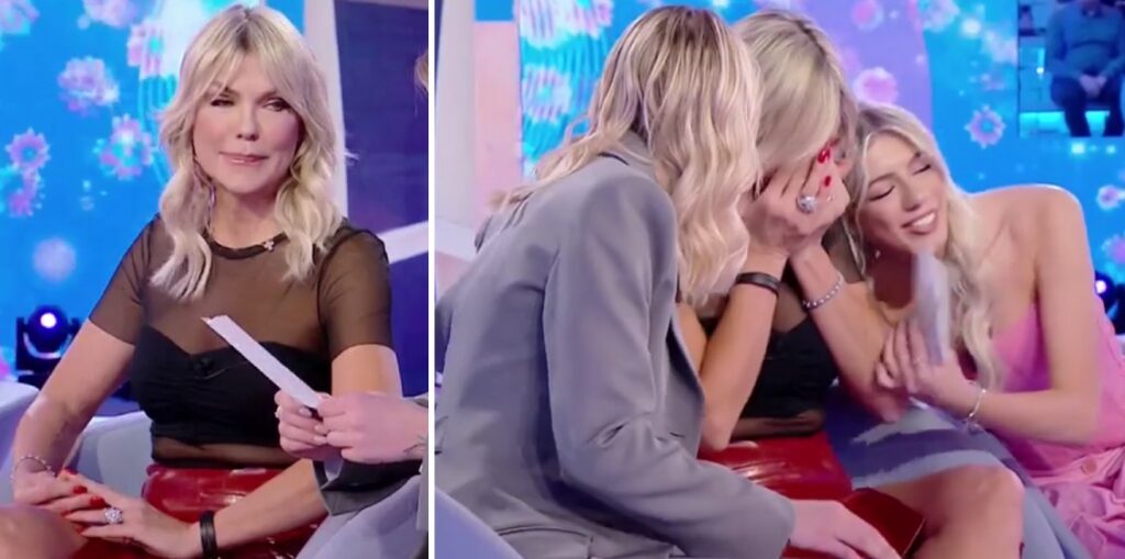 Matilde Brandi porta per la prima volta in tv le figlie gemelle Aurora e Sofia, ma scoppia a piangere