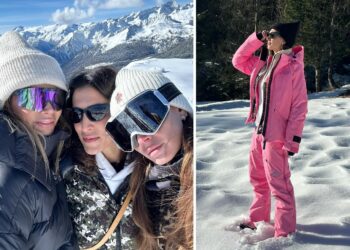 Melissa Satta in montagna con le amiche e il figlio Maddox