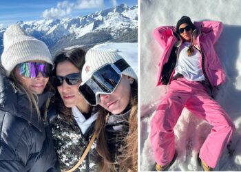 Melissa Satta per San Valentino va in montagna con il figlio Maddox e le amiche