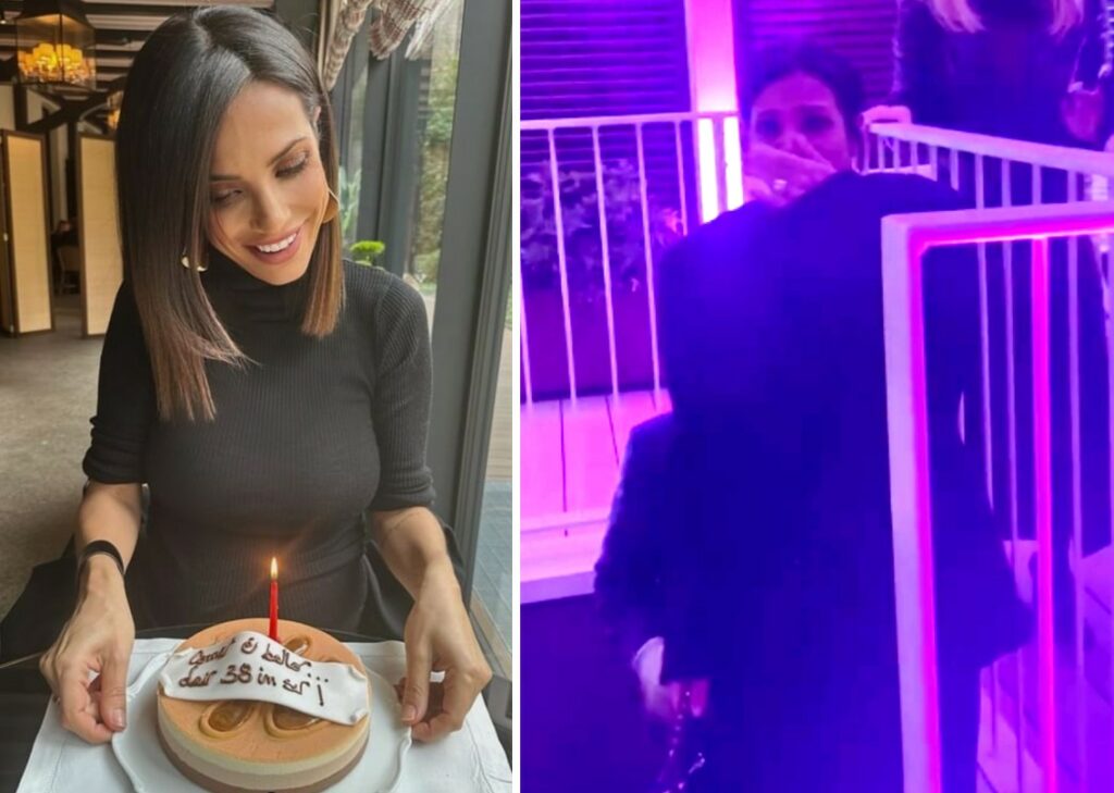 Festa a sorpresa per i 38 anni tra i grattacieli di Milano, Roberta Morise col pancione arriva e si commuove: guarda