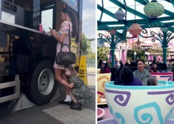 Belen Rodriguez a Disneyland Paris con i figli, i genitori e la sorella