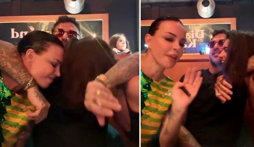 Fabrizio Corona abbracciato a Nina Moric e alla fidanzata Sara Barbieri, la foto dei festeggiamenti con le due donne in discoteca: guarda Fabrizio Corona abbracciato a Nina Moric e alla fidanzata Sara Barbieri, la foto dei festeggiamenti con le due donne in discoteca: guarda