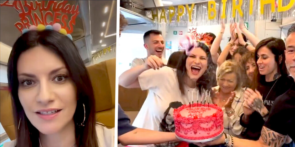 ''Le regine non invecchiano'': Laura Pausini compie 50 anni e la prima torta la spegne sul treno ad alta velocità! Guarda