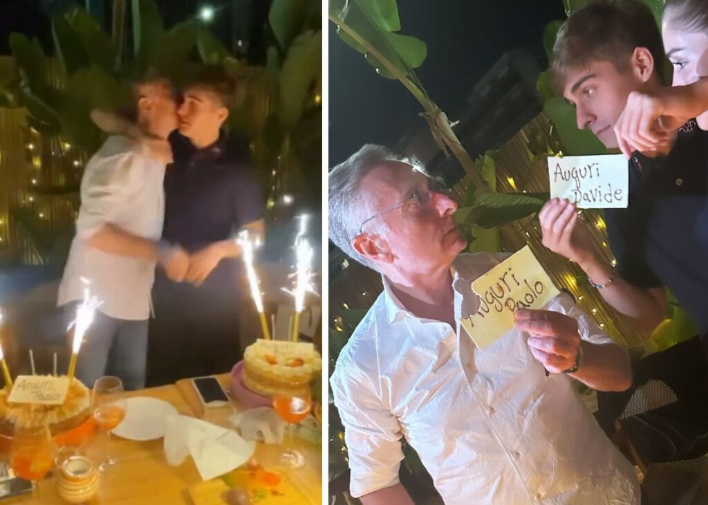 Paolo Bonolis festeggia 63 anni insieme al figlio Davide, che ne ha fatti invece 20: le immagini della doppia festa con le due torte Paolo Bonolis festeggia 63 anni insieme al figlio Davide, che ne ha fatti invece 20: le immagini della doppia festa con le due torte