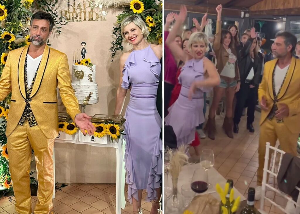 Antonella Elia festeggia i 50 anni del compagno Pietro Dalle Piane, balli scatenati al party sul litorale laziale: guarda Antonella Elia festeggia i 50 anni del compagno Pietro Dalle Piane, balli scatenati al party sul litorale laziale: guarda