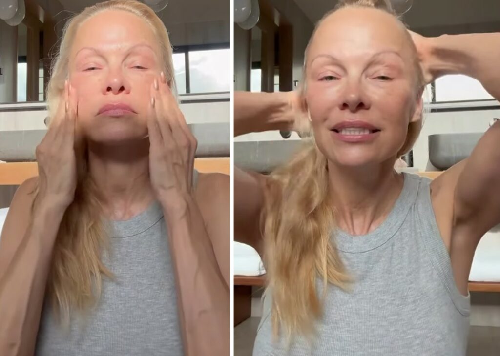 Pamela Anderson si mostra completamente senza trucco mentre fa la morning routine Pamela Anderson si mostra completamente senza trucco mentre fa la morning routine