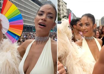 Elodie bellissima in white al Pride di Milano