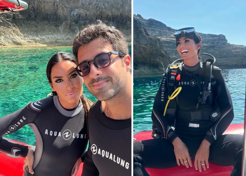 Elisabetta Gregoraci con Giulio Fratini a Lampedusa tra immersioni e relax