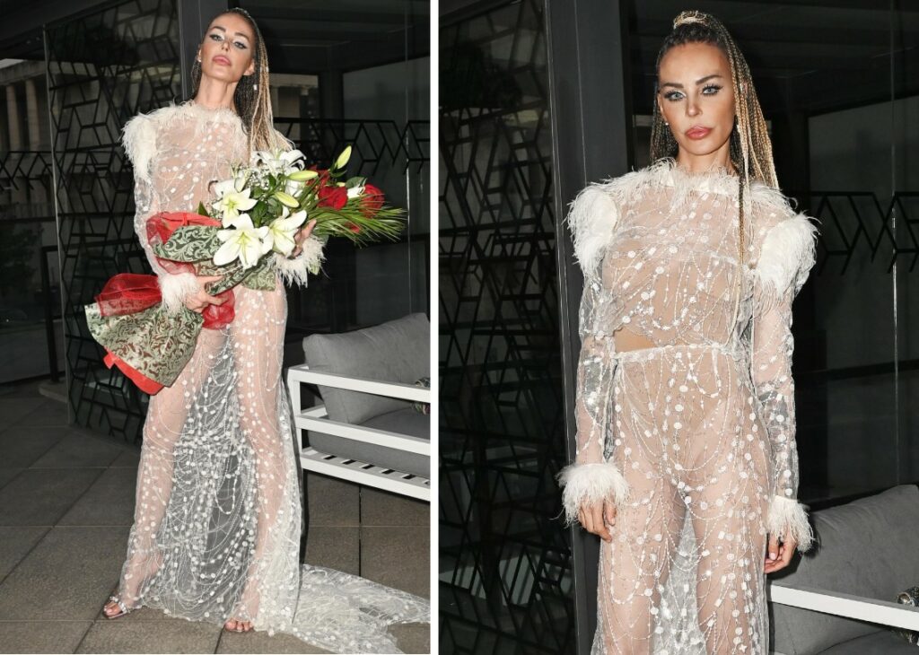 Nina Moric festeggia i suoi 48 anni a Roma con un look trasparente e diversi amici vip: guarda