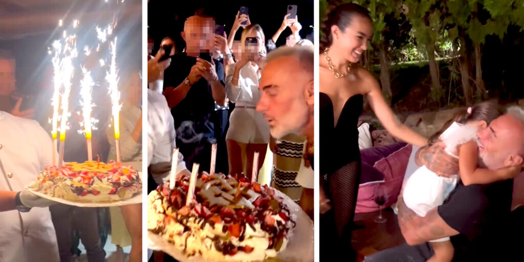 Gianluca Vacchi festeggia 57 anni in Sardegna con la compagna, la figlia e alcuni amici vip: guarda