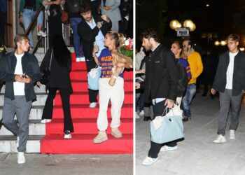 Sonia Bruganelli lascia 'Ballando' scortata e coccolata dai suoi due uomini: il figlio Davide e il fidanzato Angelo Madonia, foto