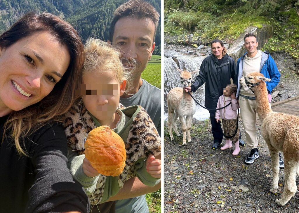 Alena Seredova e il marito Alessandro Nasi fanno trekking con gli alpaca insieme alla figlia Vivienne Alena Seredova e il marito Alessandro Nasi fanno trekking con gli alpaca insieme alla figlia Vivienne