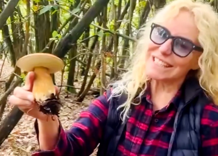 Antonella Clerici va a raccogliere i funghi e mostra il suo bottino Antonella Clerici va a raccogliere i funghi e mostra il suo bottino