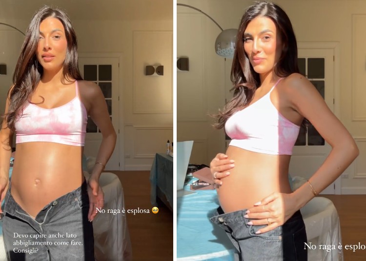 Giulia Salemi incinta mostra il pancione esploso nelle ultime settimane