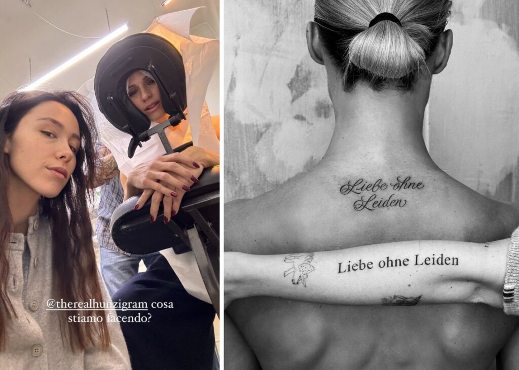 Michelle Hunziker e Aurora Ramazzotti si sono fatte insieme lo stesso tatuaggio: scritta in tedesco, ecco cosa significa Michelle Hunziker e Aurora Ramazzotti si sono fatte insieme lo stesso tatuaggio: scritta in tedesco, ecco cosa significa