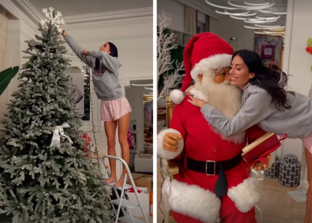 Elisabetta Gregoraci addobba l'albero di Natale nella casa di Monte Carlo Elisabetta Gregoraci addobba l'albero di Natale nella casa di Monte Carlo