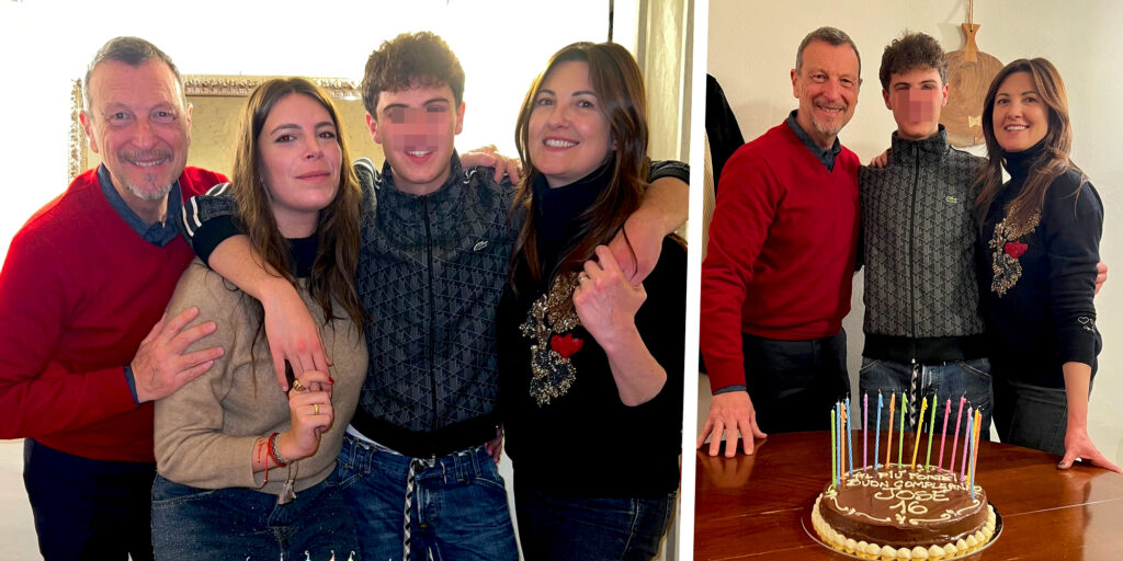 Il figlio di Amadeus e Giovanna Civitillo, José Sebastiani, festeggia 16 anni coi genitori e la sorella maggiore: foto