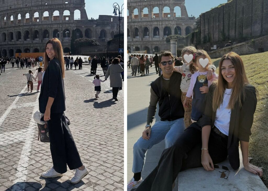 Cristina Chiabotto a Roma con il marito Marco Roscio e le figlie Luce e Sofia Cristina Chiabotto a Roma con il marito Marco Roscio e le figlie Luce e Sofia