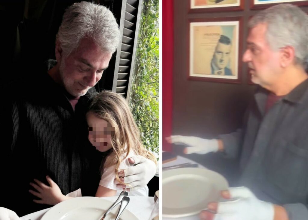 Il padre di Belen al ristorante con i guanti post-ustione insieme alla famiglia, la showgirl: ''Di nuovo come prima''