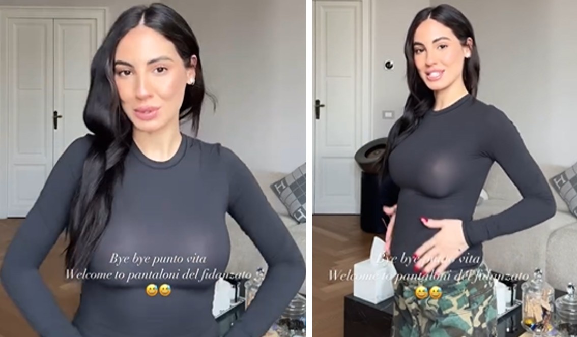 ''Bye bye punto vita'': a Giulia De Lellis incinta non entrano più i suoi pantaloni e prende in prestito quelli del fidanzato Tony Effe - Gossip.it | News sul Gossip e VIP