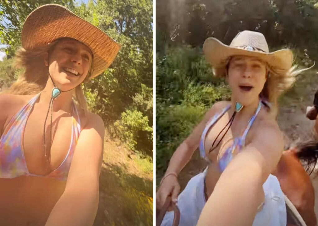 ''Latte shekerato'': Jacqueline Di Giacomo torna a cavalcare dopo il parto col seno in bikini, ride delle battute dei follower ''Latte shekerato'': Jacqueline Di Giacomo torna a cavalcare dopo il parto col seno in bikini, ride delle battute dei follower