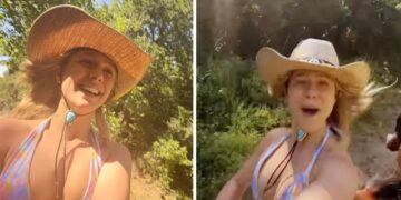 ''Latte shekerato'': Jacqueline Di Giacomo torna a cavalcare dopo il parto col seno in bikini, ride delle battute dei follower