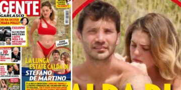 Stefano De Martino paparazzato con la ricca ereditiera Caroline su uno yacht in Sardegna: solo amicizia? Foto