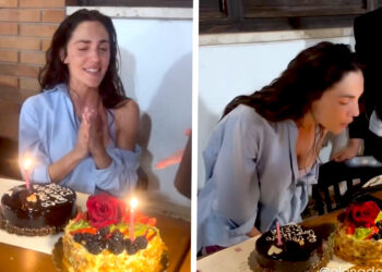 La ballerina e giudice di Amici Elena D'Amario, ex di Massimiliano Caiazzo, festeggia 35 anni a Roma: le immagini della cena con torta finale