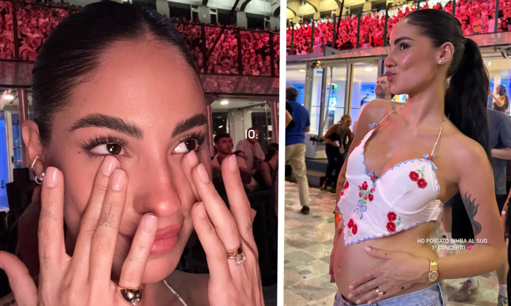 ''Ho portato bimba al suo primo concerto'': Giulia De Lellis commossa col pancione allo show di Elisa a San Siro ''Ho portato bimba al suo primo concerto'': Giulia De Lellis commossa col pancione allo show di Elisa a San Siro