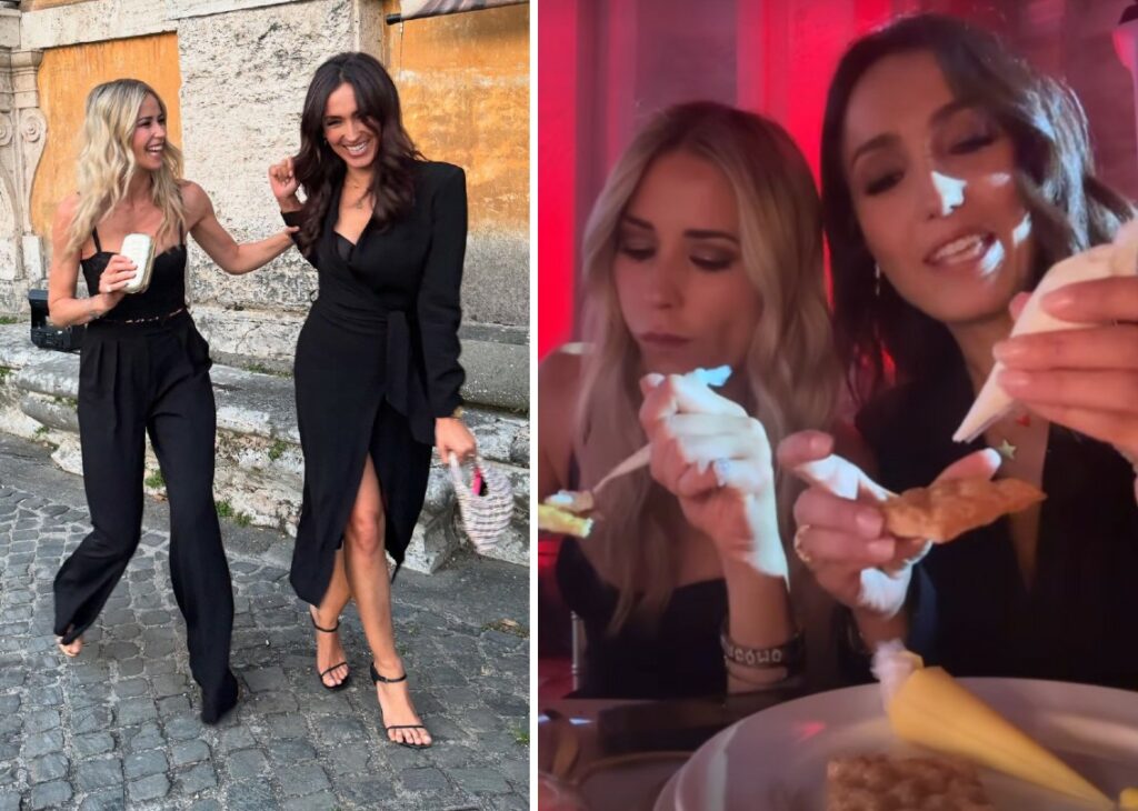 Caterina Balivo e l'amica del cuore Elena Santarelli si divertono insieme alla serata contro l'HIV: foto