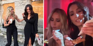 Caterina Balivo e l'amica del cuore Elena Santarelli si divertono insieme alla serata contro l'HIV: foto