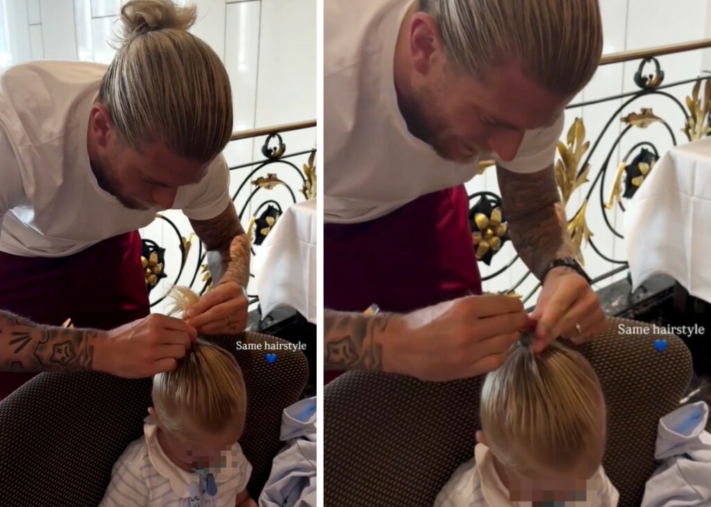 Loris Karius pettina la figlia Aria con la sua stessa acconciatura: guarda Loris Karius pettina la figlia Aria con la sua stessa acconciatura: guarda