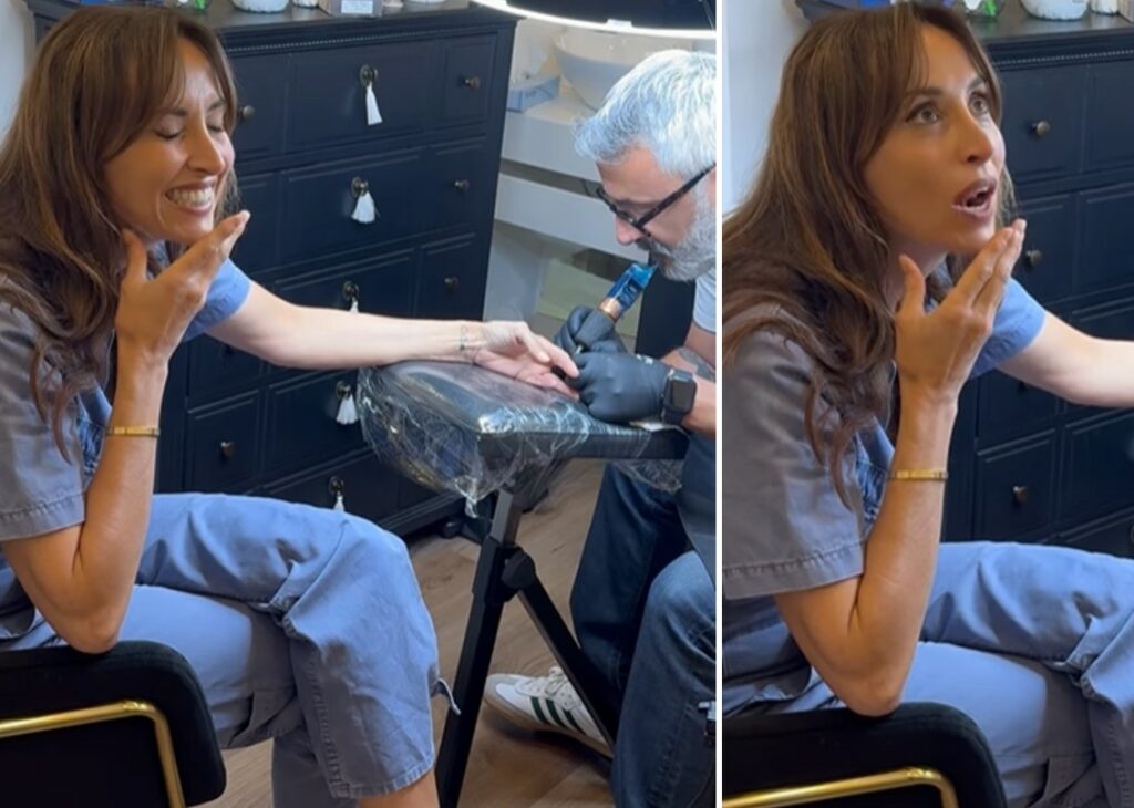 Benedetta Parodi prova un dolore pazzesco mentre si fa un nuovo tatuaggio: le immagini del viso contrito durante la seduta di incisione, guarda Benedetta Parodi prova un dolore pazzesco mentre si fa un nuovo tatuaggio: le immagini del viso contrito durante la seduta di incisione, guarda