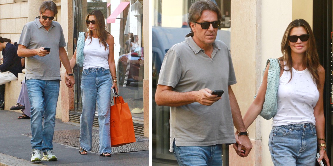 Claudia Galanti nonostante il caldo porta il compagno a fare shopping di lusso in centro a Milano: foto con la busta Hermès nel quadrilatero della moda - Gossip.it | News sul Gossip e VIP