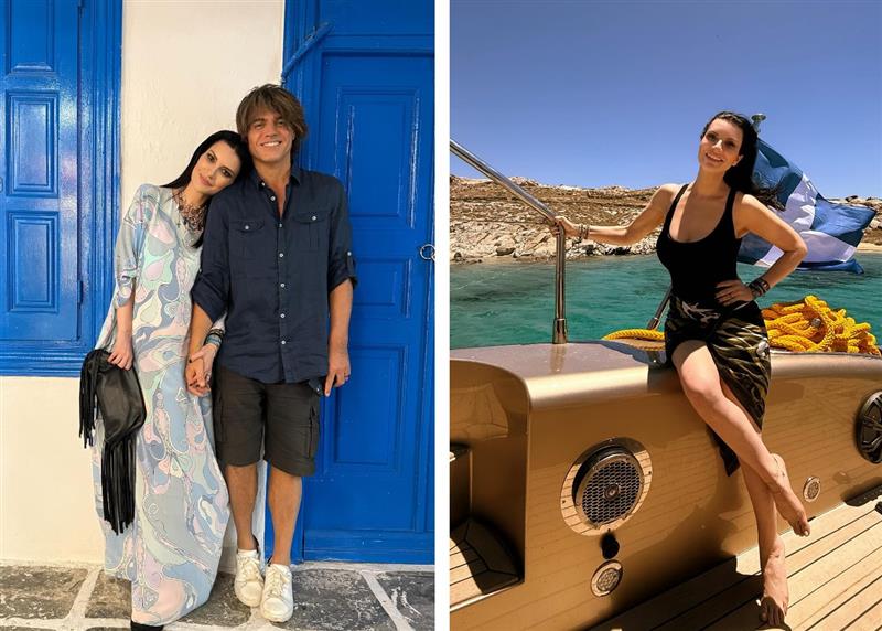 Laura Pausini in Grecia con il marito Paolo Carta e la figlia Laura Pausini in Grecia con il marito Paolo Carta e la figlia